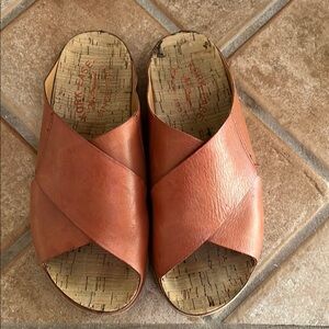 Kork-Ease Tan Sandals with Cross-Strap Design